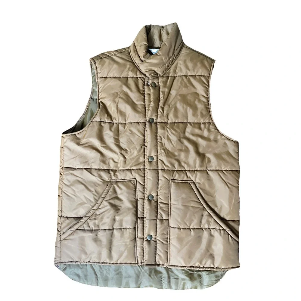 Darwin‎ Vtg Men's M Lightweight Quilted Walker Vest Brown Snaps Pockets RN27326
